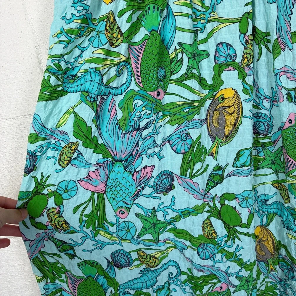 Kate Spade Womens Under the Sea Fish Print Maxi Dress Size S Resortwear Beach